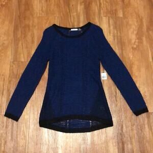 Devoted Black and Blue Two-Tone Long Sleeve Knit Sweater Size XS